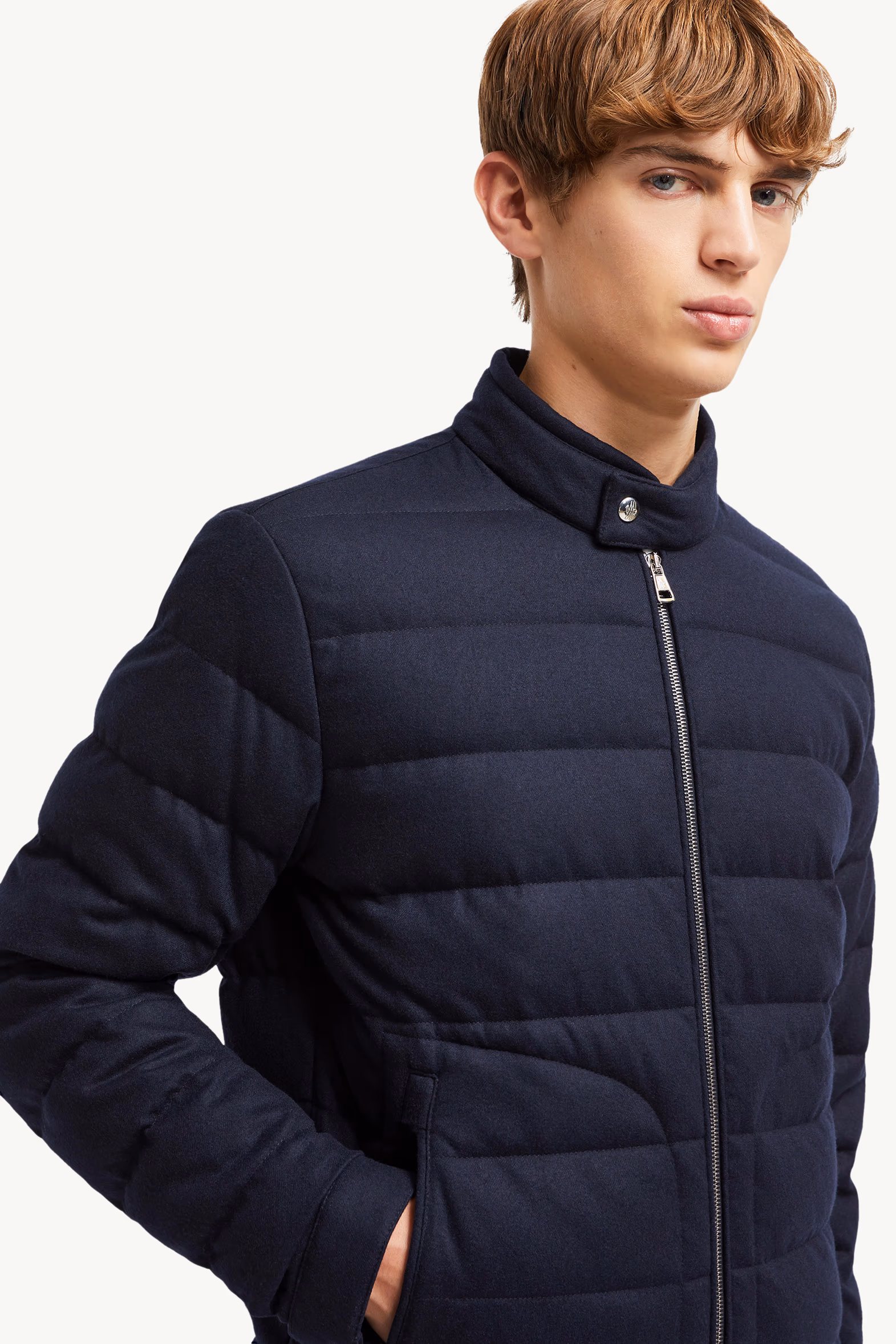 Plumífero corto de cachemira Acorus Hombre Azul marino Moncler 4